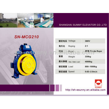 máquina de tracción sin engranajes de ascensor VVVF motor de ascensor SN-MCG210